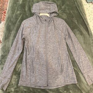 Gray Hooded Zip-Up Jacket